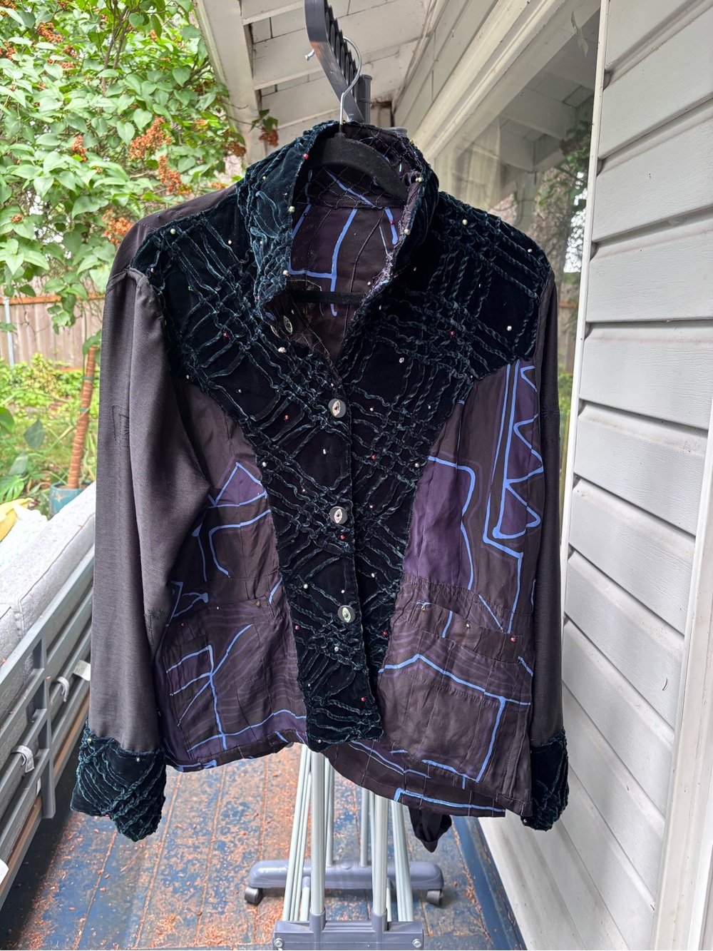 Silk art jacket with velvet trim - fully reversible